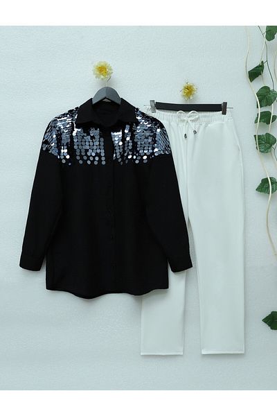 Modamorfo Black Robdan Sequined Tunic