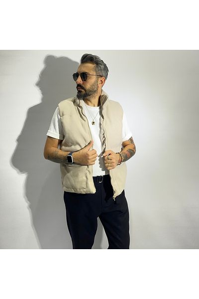 higo Fiber Padded Stamp Zippered Men's Vest