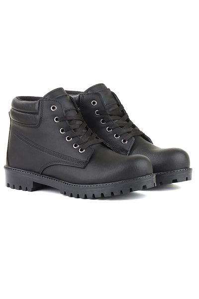 Evojean Μαύρες δερμάτινες καθημερινές μπότες Unisex ανθεκτικές στο κρύο 601