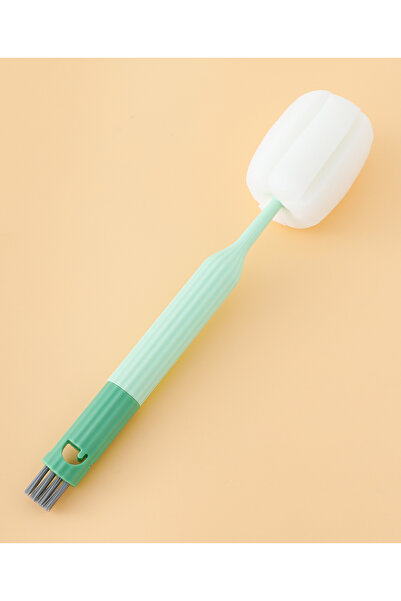 Fab N Funky Bottle Cleaning & Nipple Cleaning Brush, Soft Bristle, Flexible, 0 Months+, 30 x 5 cm - Green