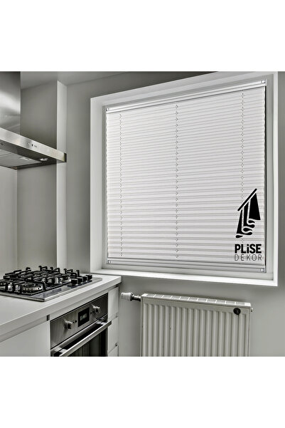 PLİSE DEKOR Gri Plise Perde Cam Balkon Perdesi (yapıştırma Profilli)