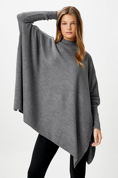 Ritnice Women's Zenta Oversize Side Slit Anthracite Knitwear Sweater