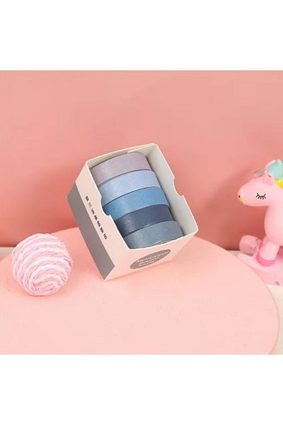 Limmy Vintage Washi Tape - 5 Πακέτο Πολύχρωμη Ταινία, Μωβ-Μπλε Αποχρώσεις, Αυτοκόλλητο Χαρτί Μασκαρίσματος N2
