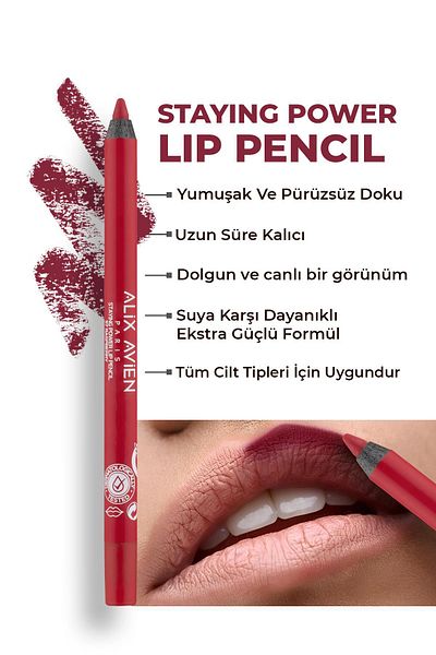 Alix Avien Long Lasting Soft Lip Liner - Waterproof, Raspberry 57 Lip Pencil