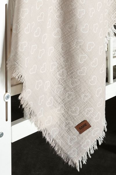Kanz 2 Layer Jacquard Baby Muslin Blanket - Heart Brown