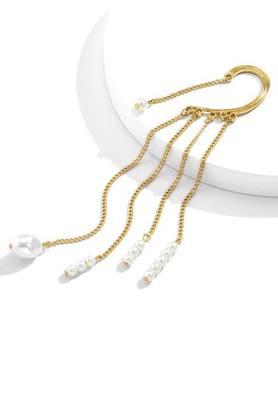 New Obsessions Pearl Feast Ear Hole Free Ear Cuff - Dangle Cartilage Earring