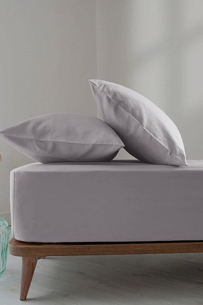 İssimo Home طقم سيمبلي قطن ساتان رمادي ثلجي 180*200/50*70