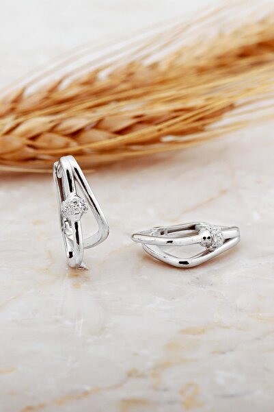 Sümer Telkari Tasarım Rodyumlu Taşlı Gümüş Küpe 7152