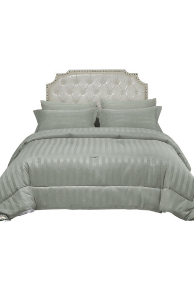 Donetella طقم لحاف مكون من 6 قطع مقاس كينج بنمط مخطط دمشقي 240 × 260 سم