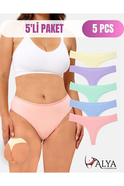 ALYA UNDERWEAR Γυναικεία βαμβακερά εσώρουχα Bato Thong, Plus Size, 5' Pack Εσώρουχα String