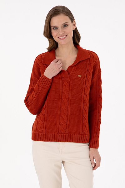 U.S. Polo Assn. Pulover de damă cu gât polo din gresie 50291574 -vr031