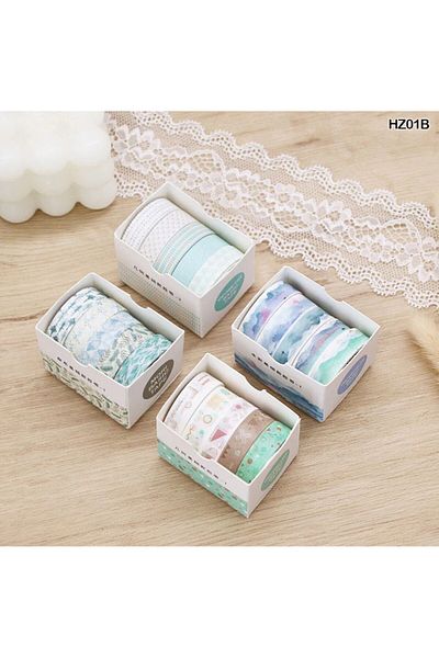 Limmy Vintage Washi Tape με μοτίβο γεωμετρίας - 5 τμχ χαριτωμένο χαρτί, τυπωμένη και αυτοκόλλητη ταινία κάλυψης