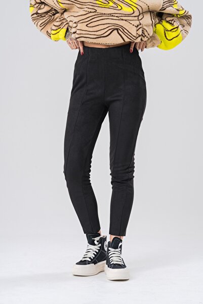 go gang own Pantaloni de damă Diva cu fermoar cu textura nubuc