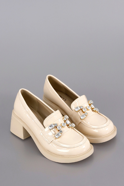 Mamito Ayakkabı RC 2103 Taşlı Yüksek Topuklu Loafer