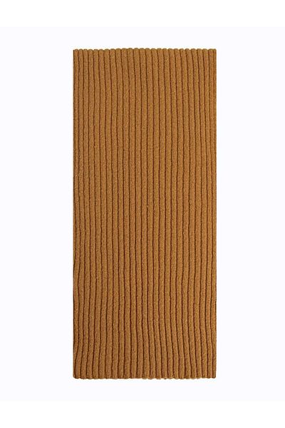 Jimmy Key Brown Stripe Patterned Wool Scarf