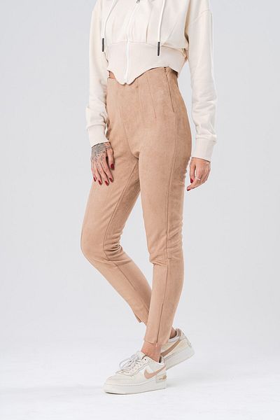 go gang own Women's Nubuck Textured Leggings Pants with Diva Leg Zipper Detail