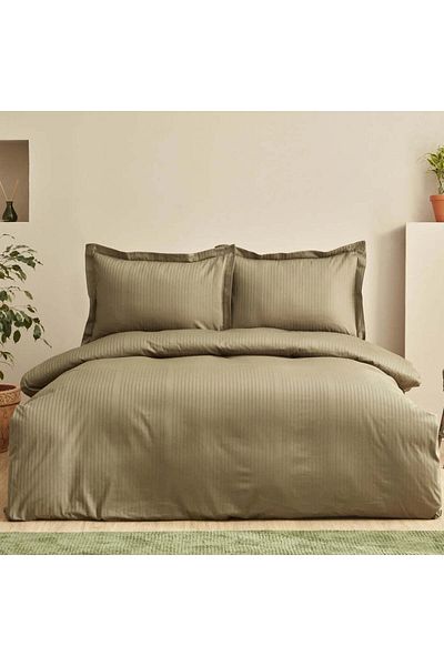 Karaca Home Uniq 100 % Baumwolle Sateen Doppel-Bettbezug-Set Khaki