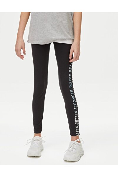 Marks & Spencer Slogan Desenli Legging Tayt (6-16 Yaş)