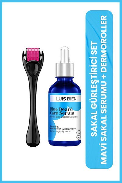 Luis Bien Men's Blue Beard Care Serum & Dermaroller Beard Set...Super