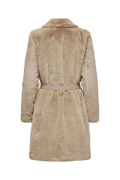 ONLY Onlvida Camel Faux Fur Coat - Women'S, Waist Tied, 15322103