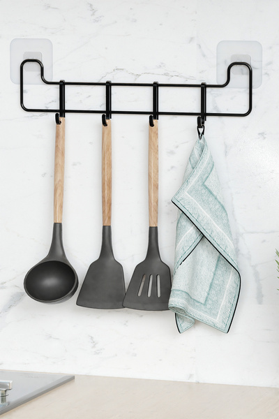 zabata Adhesive Kitchen Hanger Black Metal Hanger Wall Hanger Organizer Countertop Organizer