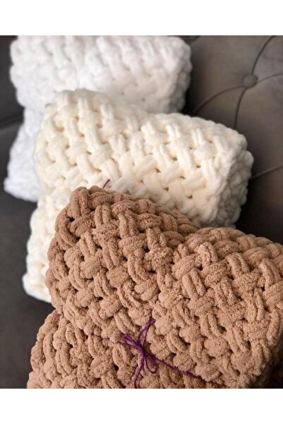 Elimin Çamuru Blanket Alize Puffy Blanket Plush Knit Floss Gift Decorative Hand Knitted Winter Plush