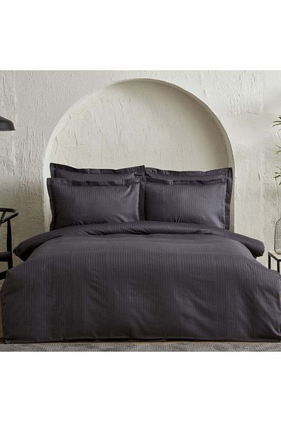 Karaca Home Uniq 100% Baumwolle Sateen Doppel Bettbezug Set Anthrazit