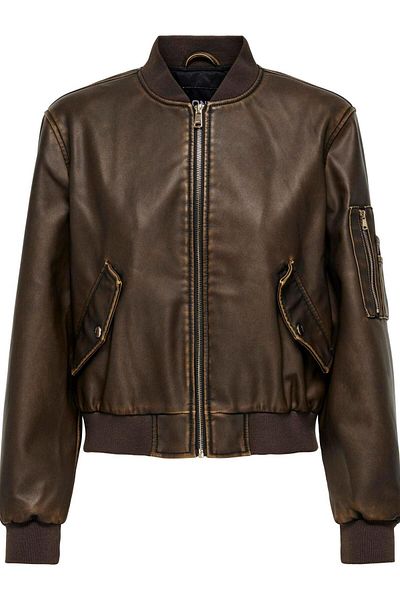 ONLY Brown Women's Leather Pıu Jacket