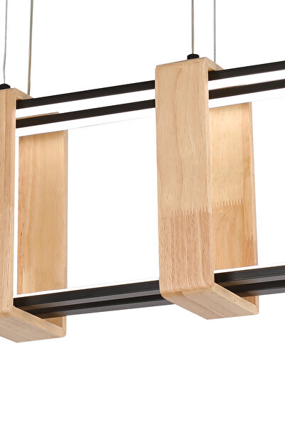 Apliqa Alena 69 Watt Siyah Dikdörtgen Ahşap Desenli Modern Salon Led Sarkıt Avize