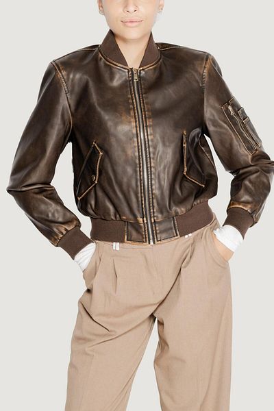 ONLY Brown Women's Leather Pıu Jacket