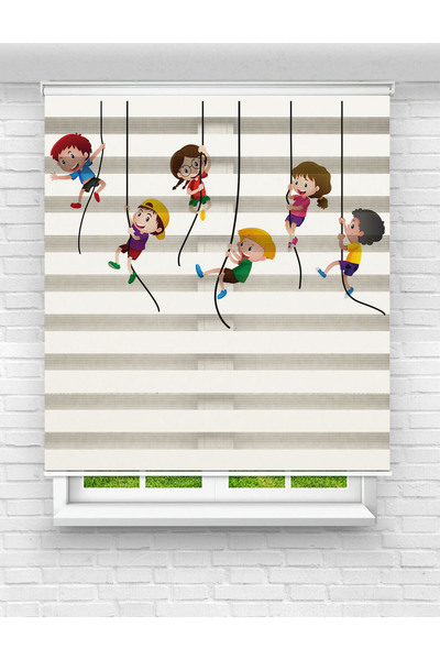 Mas Sevimli Çocuklar Baskılı Zebra Perde | Çocuk Odası İçin
