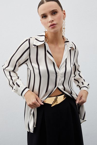 Sateen Black Striped Classic Shirt