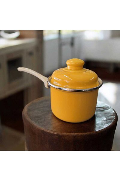 ALEV EMAYE Milk Bowl & Sauce Bowl & Egg Boiling Pot Mini Yellow (0.9 Lt)