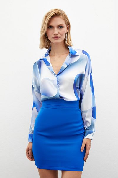 Sateen Cămașă casual cu model SAX BLUE