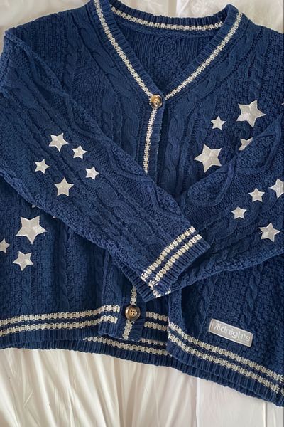 EFBUTİK Navy Blue Taylor Swift Cardigan Oversize Ζακέτα