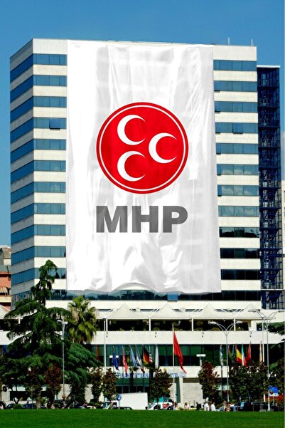 Bilsan MHP Parti Bayrağı 300x450 cm 1. Kalite Raşel Kumaş Bina Tipi