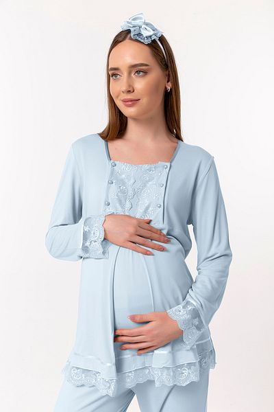 ByLohusa Set de pijamale de maternitate Effortt Blue