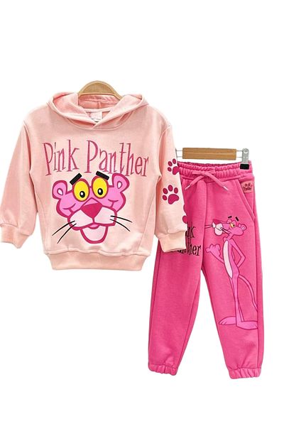 Lolliboomkids Pink Panther Print Hooded Sweatshirt and Sweatpants Set for Girl