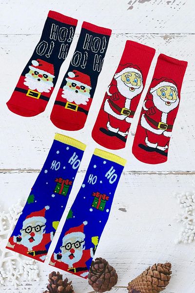 MAZEN Christmas Themed Happy Christmas Stocking - Size 36-42, 3 Pairs of New Year's New Year's New Year's New Year's New Year's New Year's