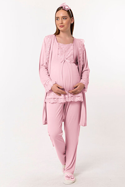 ByLohusa Set de pijamale de maternitate Effortt Pink Peignoir