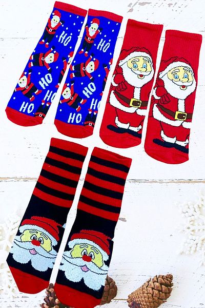 MAZEN Christmas Themed Happy Christmas Stocking - Size 36-42, 3 Pairs of New Year's New Year's New Year's New Year's New Year's New Year's