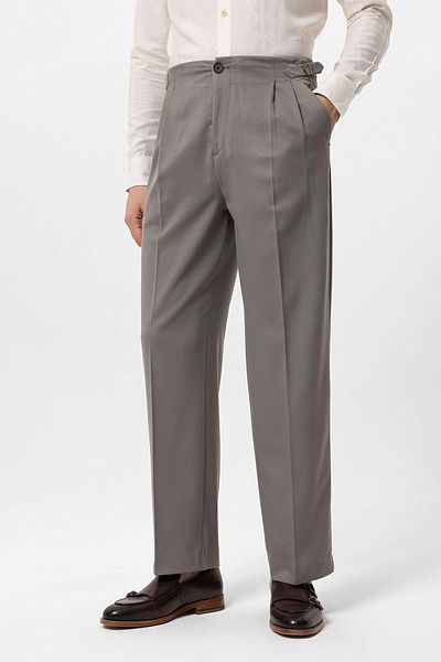 Antioch Light Khaki High Waist Buckle Detailed Comfortable Fit Men's Pants