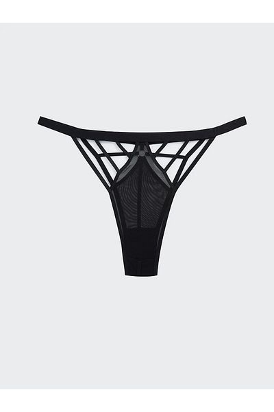 LC Waikiki LCW DREAM Μαύρο διαφανές βραζιλιάνικο εσώρουχο με λεπτομέρειες