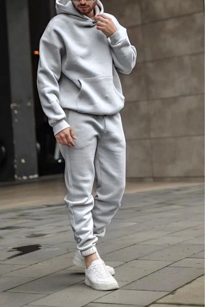 Elfa Tekstil Men's Hooded Loose Cotton Jogger Tracksuit Set
