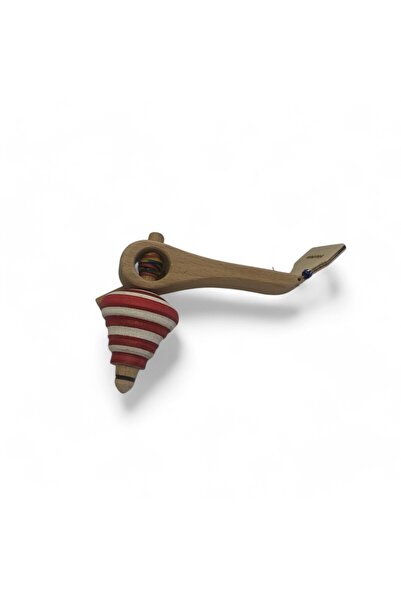 Hedea Red Cheerful Wooden Spinning Top