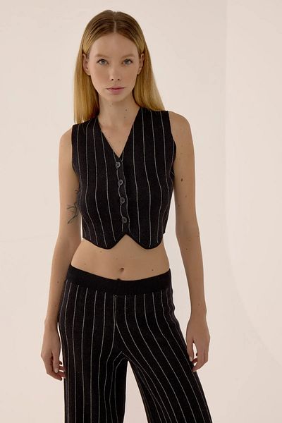 Hiccup Crop Vest & Trousers Striped Knitwear Set