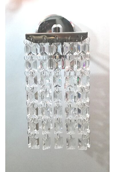 TEKAY AYDINLATMA Metal krom taşlı duvar aplik