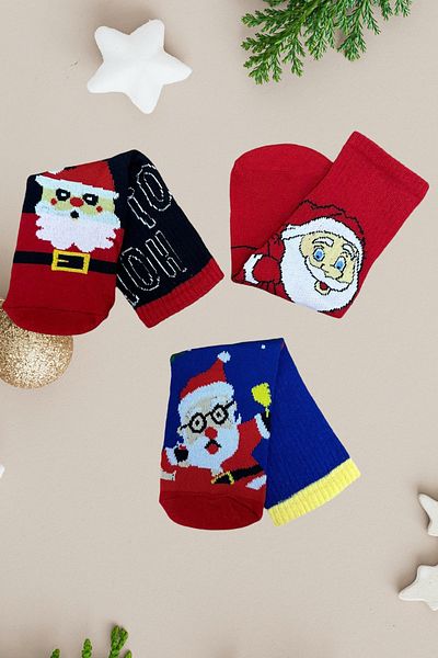 MAZEN Christmas Themed Happy Christmas Stocking - Size 36-42, 3 Pairs of New Year's New Year's New Year's New Year's New Year's New Year's