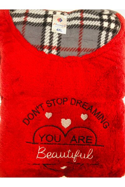 Akasya Kadın Büyük Beden Ekose Desen Polar Pijama Takımı 2171