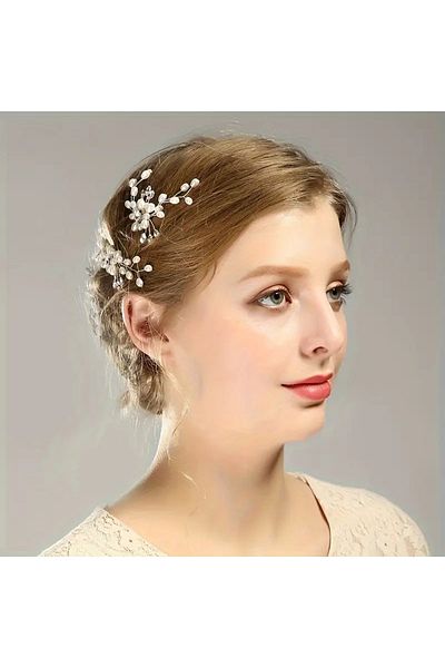 Eva Flore 2 Pieces Pearls Hair Hairpin and Bun Clip for Bride and Engagement